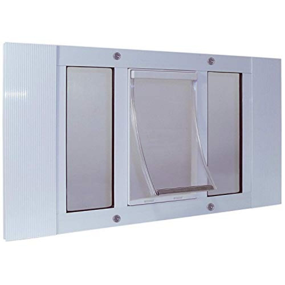 Ideal Pet Products porte pour fenêtre en aluminium avec ouverture ajustable 33-38 pouces pour plus de flexibilité.