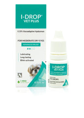 I-DROP VET PLUS, flacon 10 ml, hydratation oculaire durable pour chiens.