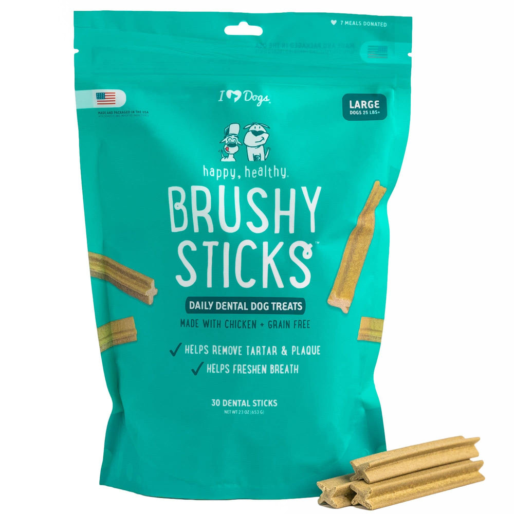 iHeartDogs Brushy Sticks nettoie dents et masse gencives.