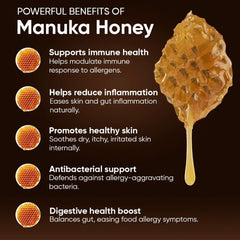 iHeartDogs Honey Guard miel Manuka – ingrédients naturels visibles pour le confort quotidien.