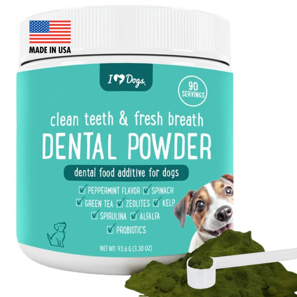 iHeartDogs poudre dentaire pour chiens — flacon pratique pour doses quotidiennes et haleine plus fraîche