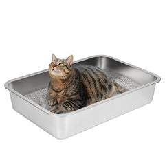Bac IKITCHEN litière chat inox grand, durable et sans odeur.