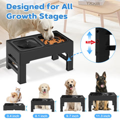 Support Ikuso pour chien, hauteur à quatre niveaux, adapté à chaque taille.