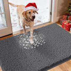 IM HOME Tapis chien gris chenille, doux et absorbant pour l'entrée