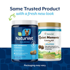NaturVet Moments-Calmes pour Chien : Friandises Molles Calmantes à la Mélatonine – Pot de 180 Bouchées