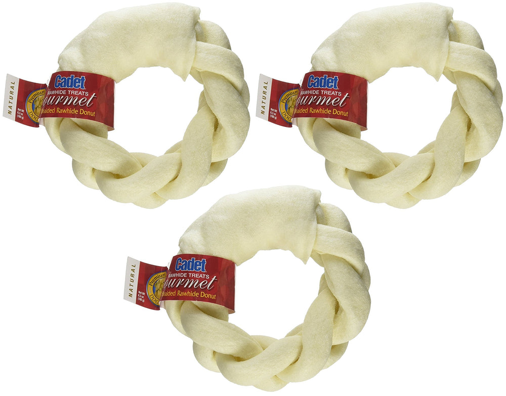 Cadet IMS PET donut tressé en cuir brut de 5 po pour la mastication et le divertissement.