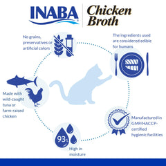 Hydratation INABA bouillon chat: 93% d'humidité dans chaque pochette.