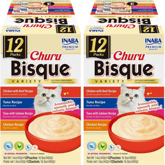 INABA Churu Bisque texture crèmeuse au poulet et thon, sachet prêt à servir