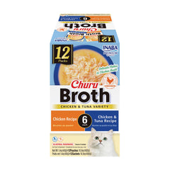 INABA Churu Broth Topper poulet-thon, hydratation et saveur accrues dans le bol.