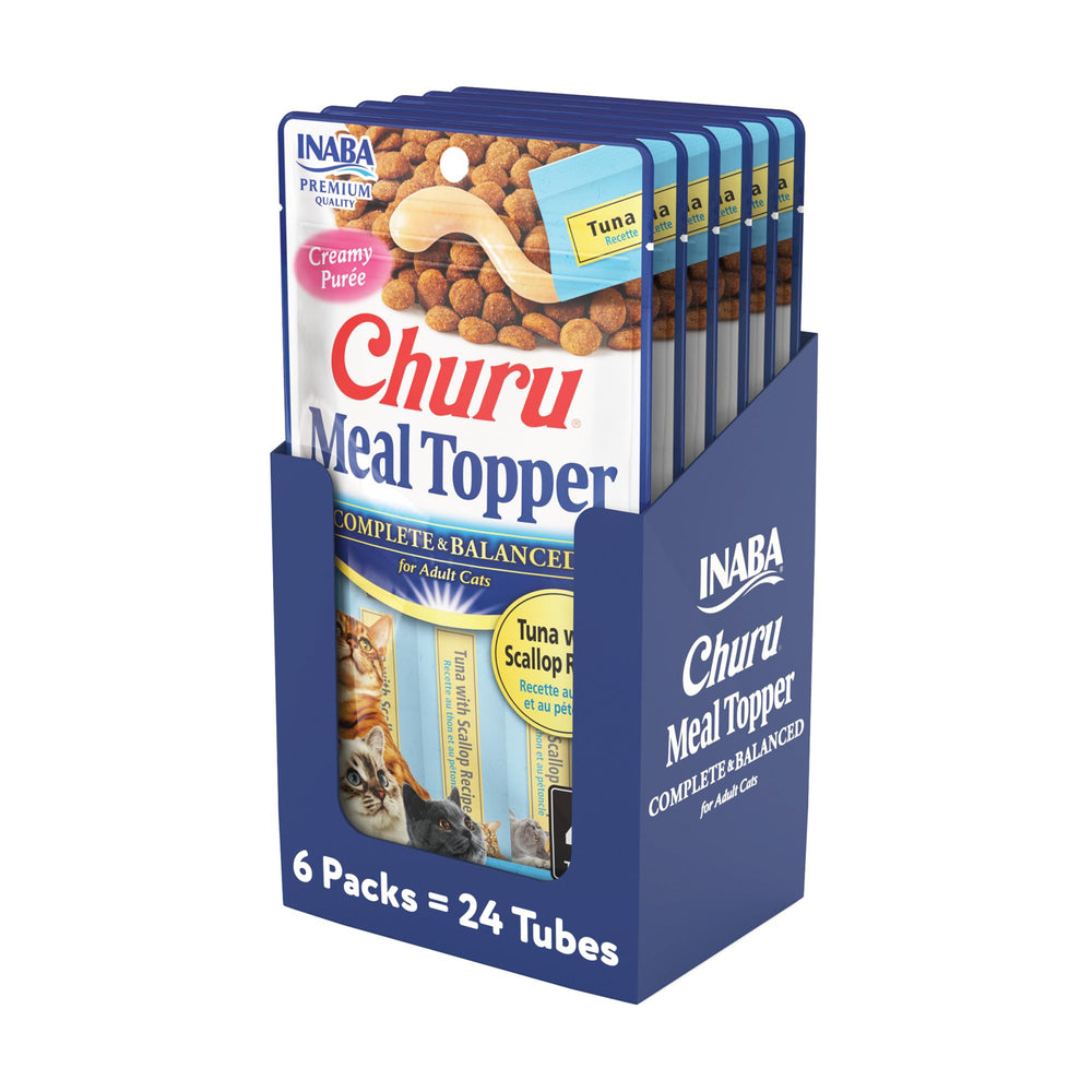 INABA Churu Chat Topper texture crème thon Saint-Jacques pour hydratation délicate.