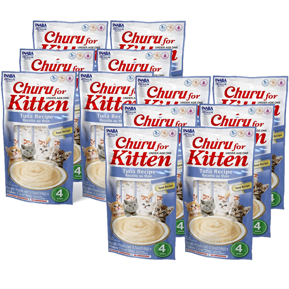 INABA Churu chatons au thon, tube crèmeux prêt à être offert à la main.