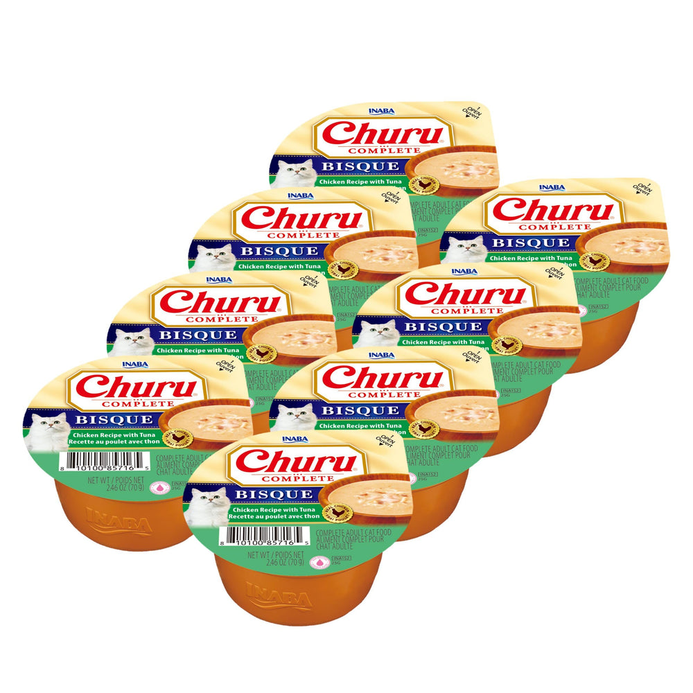 INABA Churu Complete Bisque pour chat, bol poulet et thon, repas délicieux et hydratant.