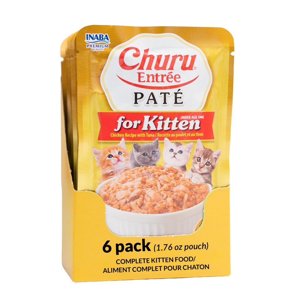 INABA Churu Entrée Pâté chatons au poulet en sachet, hydratation pratique à chaque repas.