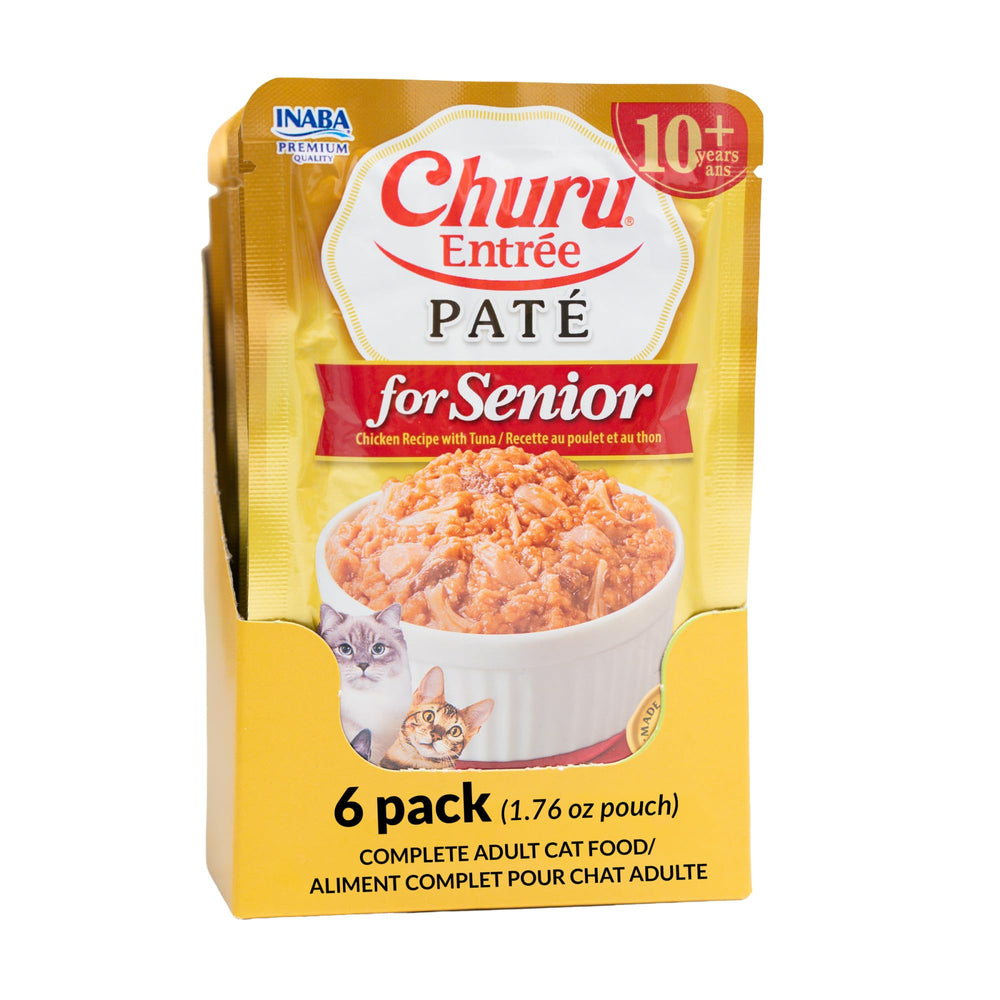 INABA Churu Entrée Paté Senior – sachet poulet et thon, repas humide et hydratant.