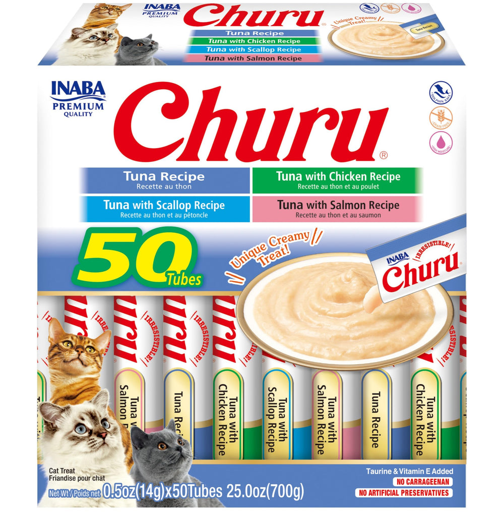 INABA Churu thon crèmeux en tube, purée soyeuse avec humidité élevée.