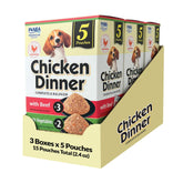 INABA Dîner Poulet, sachet ouvert, repas pratique et hydratant pour chien.