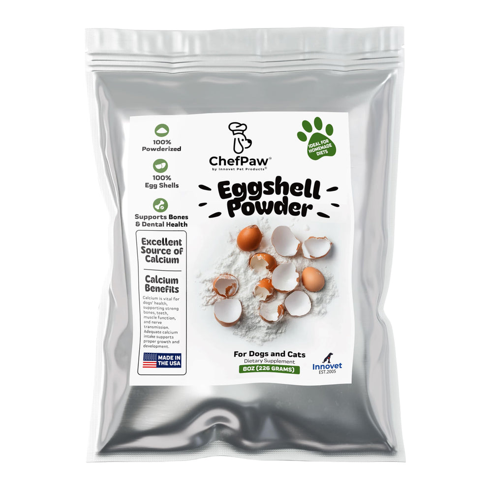 Innovet ChefPaw poudre coquille d'œuf dans une bouteille, calcium naturel pour les os.