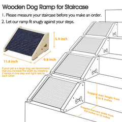 INRLKIT rampe-chien-bois-gris base anti-dérapante — stabilité lors de l’utilisation.