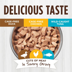 Instinct Cravings sachet chat sans cereales, texture moelleuse et hydratation.