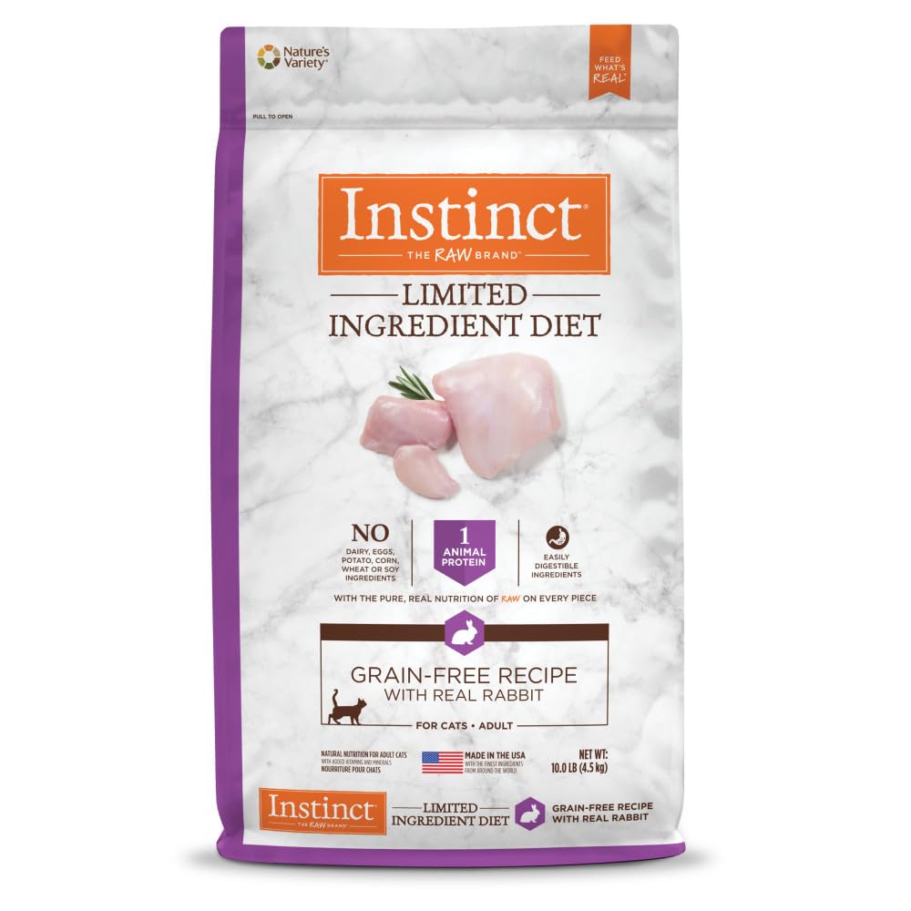 Instinct – emballage d'une croquettes au lapin pour chat, présentation soignée.