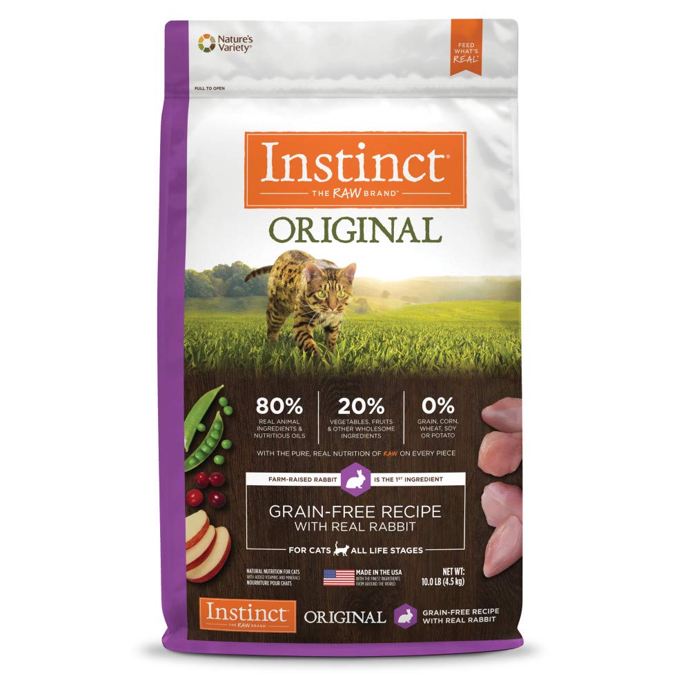 Instinct Original croquettes chat lapin vrai, sac 10 lb, énergie naturelle et praticité.