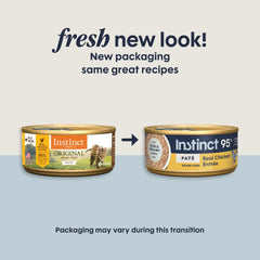 Texture onctueuse de la pâtée Instinct Original offerte en repas savoureux et hydratant.