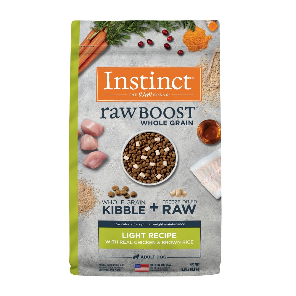 Instinct Raw Boost Light croquettes pour chiens, soutien musculaire.