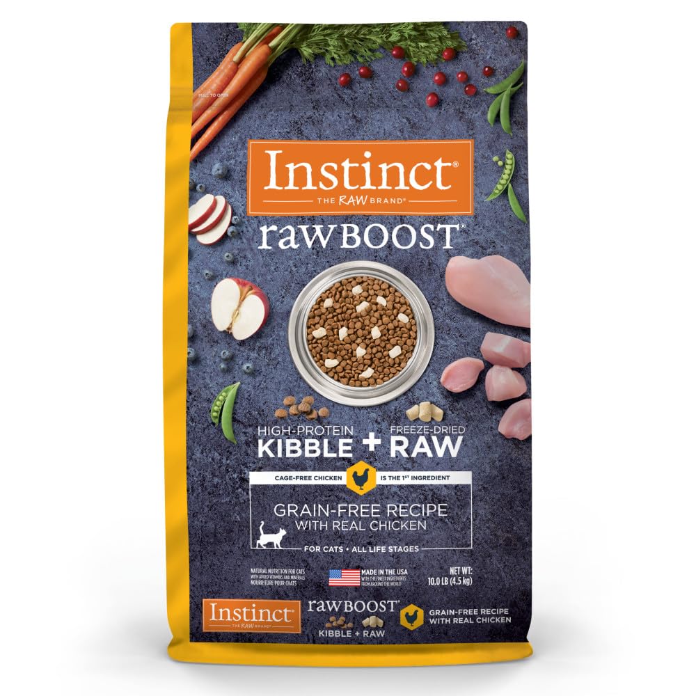 Instinct Raw Boost poulet reel : croquettes riches en protéines pour les muscles.