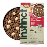 Instinct RawBoost sac d'aliments secs, boeuf et orge, parfait pour chiens actifs.