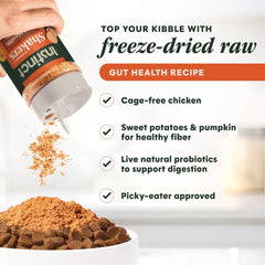 Instinct RawBoost Topper poulet, assaisonnement savoureux pour croquettes et hydratation légère.