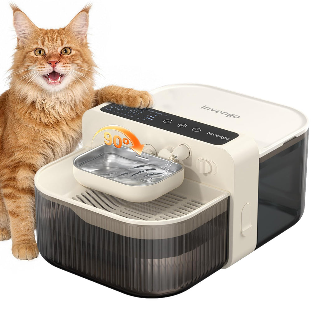 Invengo fontaine-chat sans-filtre avec séparation des eaux, hydratation propre.