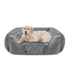 INVENHO lit-chien grand rectangle avec rebords élevés pour un soutien confortable de la tête.