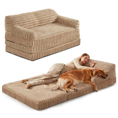 Lit INVENHO pliable pour détente spacieuse entre humain et chien.