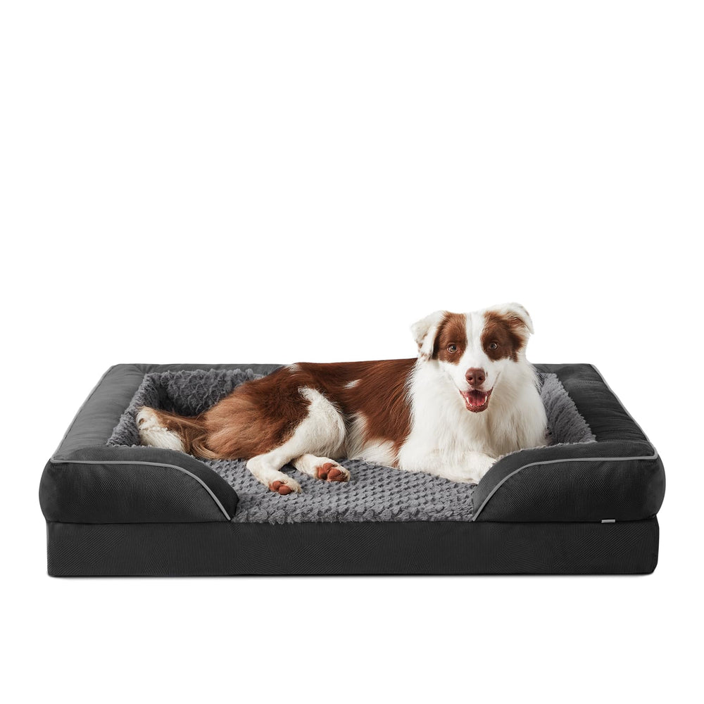 INVENHO lit orthopédique pour chien grand design en forme de C, confort et sécurité.