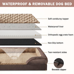 INVENHO lit orthopédique chien grand, mousse egg-crate soutient articulations et muscles.