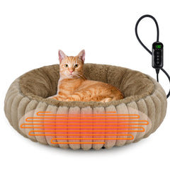 INVENHO Nid donut chauffant pour chats et petits chiens, chaleur douce et sécurisante.