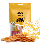 iPaw gourmandises dinde pour chien, baton tresse, récompense d'entraînement savoureuse