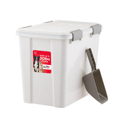 Conteneur IRIS USA pour nourriture de chien empilable et pratique.