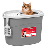 IRIS USA Litière chat haut entrée avec couvercle offre intimité et propreté.