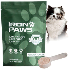 Iron Paws poudre greens soutient la sante dentaire et haleine plus fraiche