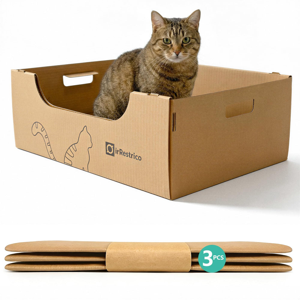 IRRESTRICO 3-Pack Jumbo Litière Jetable – espace généreux pour plusieurs chats