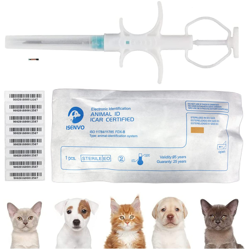 Puce d'identification ISENVO 134,2 kHz pratique pour le suivi chiens et chats.