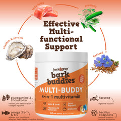 Probiotiques et vitamines Jack&Pup Bark Buddies soutiennent le système immunitaire canin