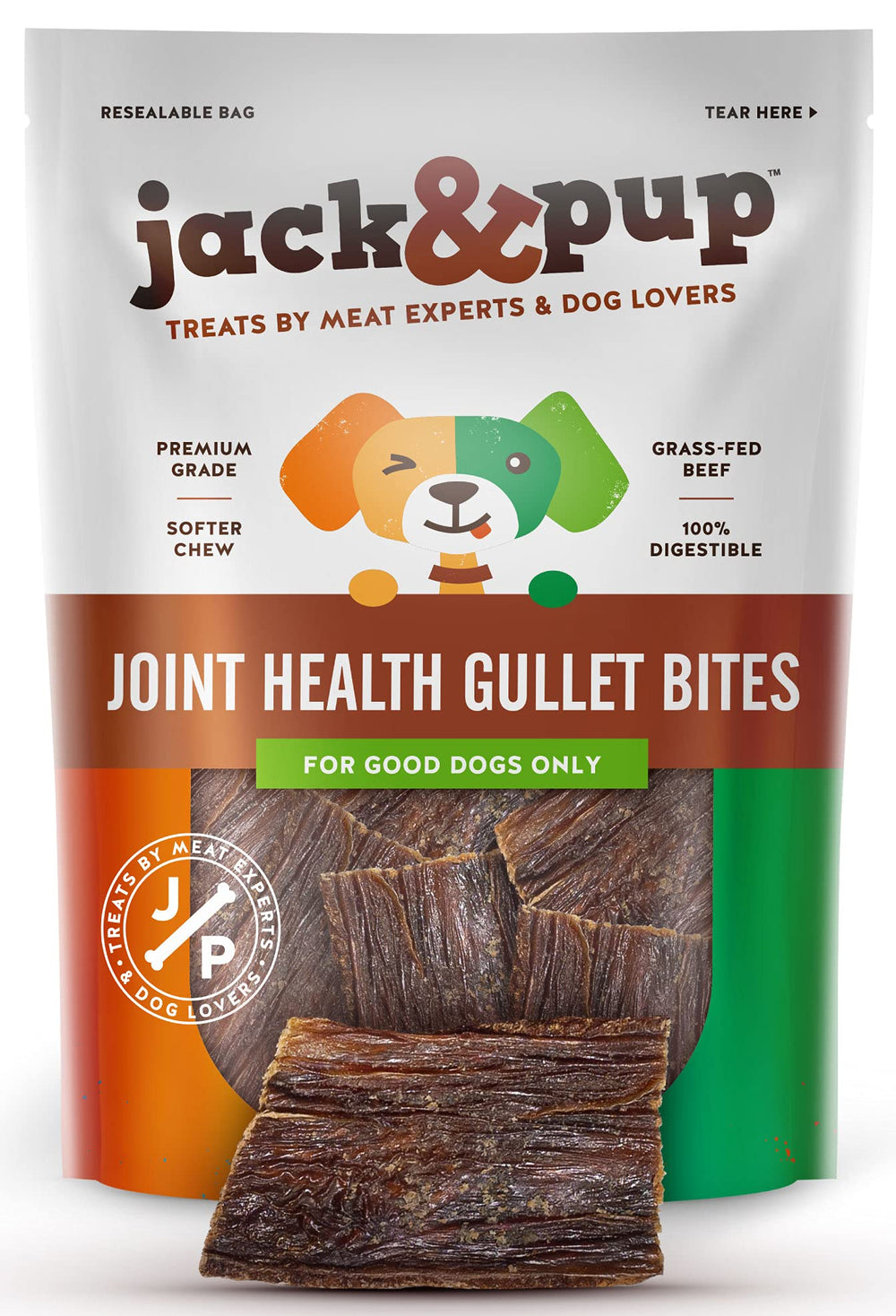 Jack&Pup bâtonnets de gullet dans leur emballage pratique.