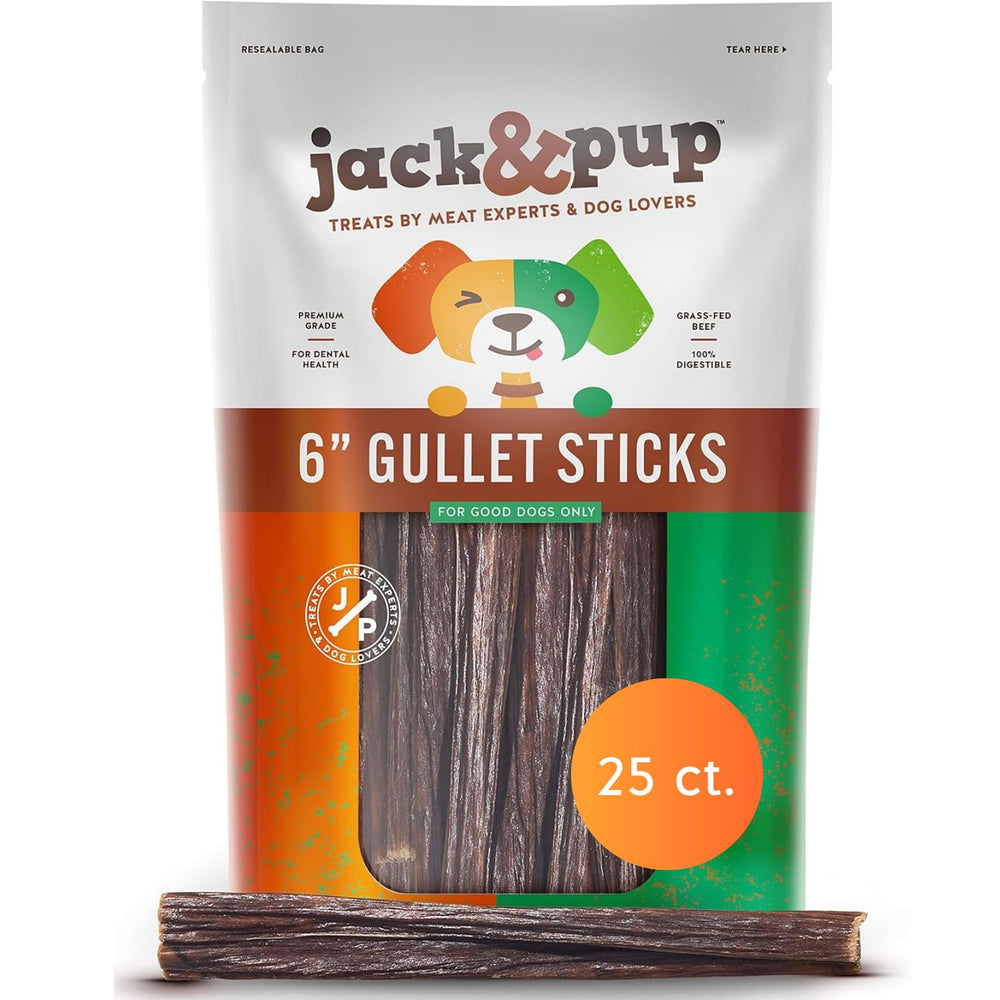 Jack&Pup bâtonnets œsophage pour chien, emballage pratique et récompense durable.
