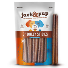 Bâtonnet Jack&Pup Bully de 6 pouces, friandise durable pour chiens.