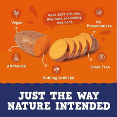 Friandises patate-douce Jack&Pup sans additifs, pour une collation naturelle.