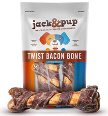 Jack&Pup pack d'os de porc 10 pouces prêt à mâcher pour chiens.
