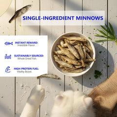 Minnows garniture repas JADINGSFARM, enrichissant et sans céréales pour les croquettes.