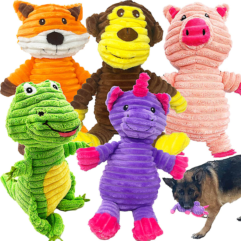 Jalousie dinosaure siffleur peluche, jouet durable pour chiens actifs.